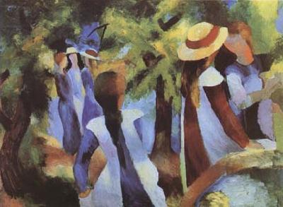 August Macke Girls Amongst Trees (mk09) oil painting picture